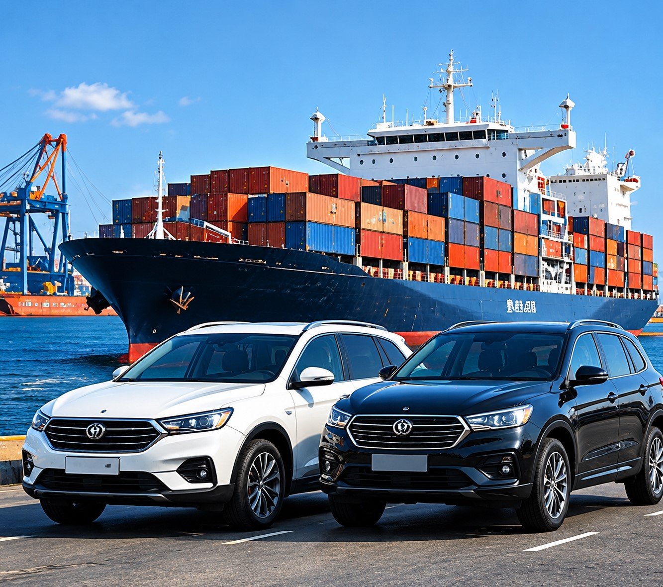 Cargo ship with vehicles